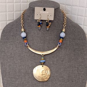 Chico's Short Pendant Necklace and Earring Set